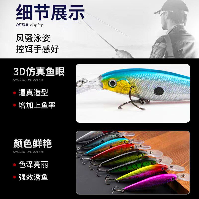 10条路亚浮水米诺远投假饵鱼型铅笔大胖钓黑鱼巧嘴黑坑饵鲈鱼通杀,淘宝优惠券,粉丝福利购,淘宝优惠卷