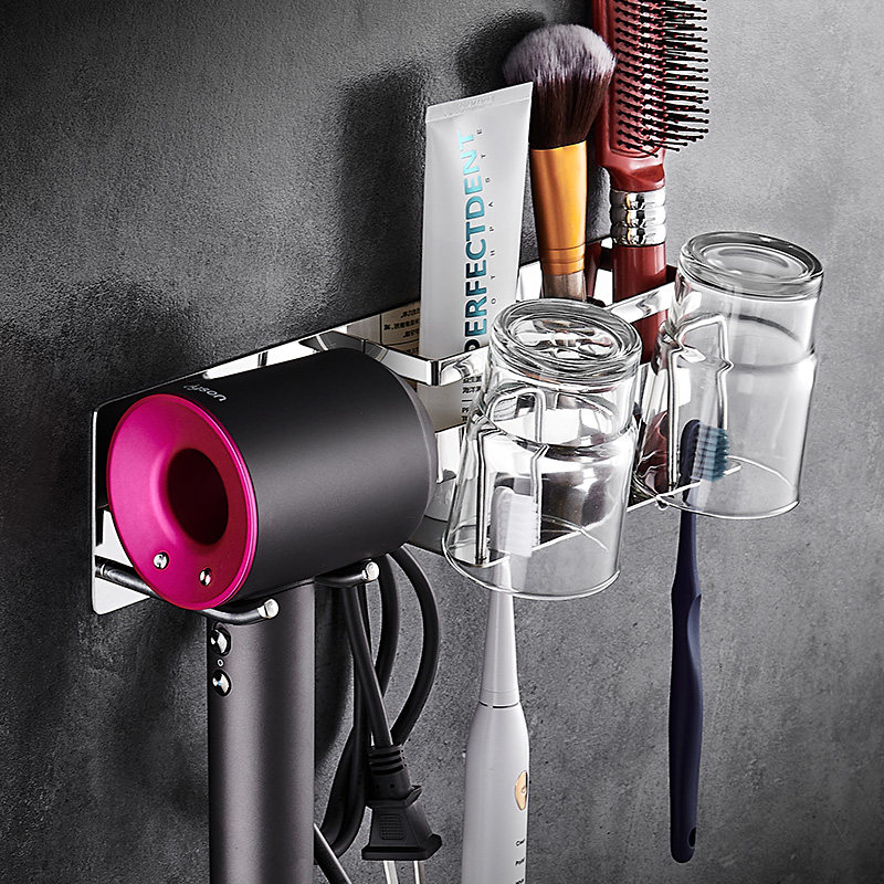 牙刷置物架免打孔304不锈钢浴室吹风机支架卫生间壁挂牙杯收纳架,淘宝优惠券,粉丝福利购,淘宝优惠卷