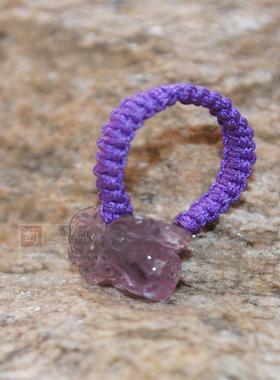 2025天然紫水晶貔貅戒指 原石手工雕刻紫水晶貔貅戒指 男女款