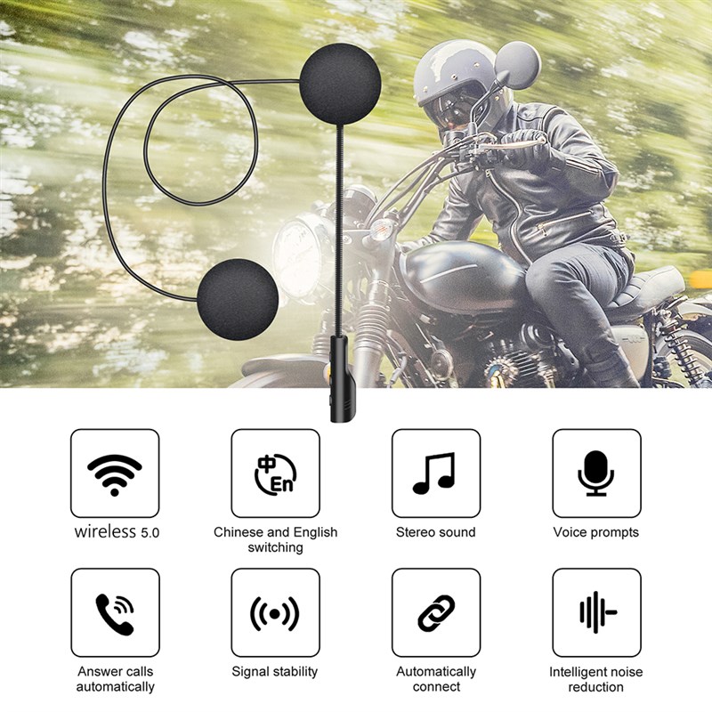 推荐Motorcycle Bluetooth-compatible 5.0 Helmet Headsetsl Mot - 图0