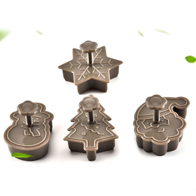 推荐4pcs/set 3D Snowman Tree Santa Claus Biscuit Mold Plunge - 图2