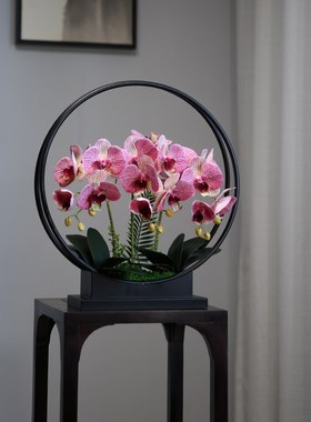 新中式摆件玄关造景家居电视柜轻奢高级感小众花架装饰办公室桌面