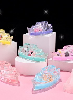 创意轮船流沙摆件游轮桌面装饰学生入油油滴笔插生日礼物流体礼品