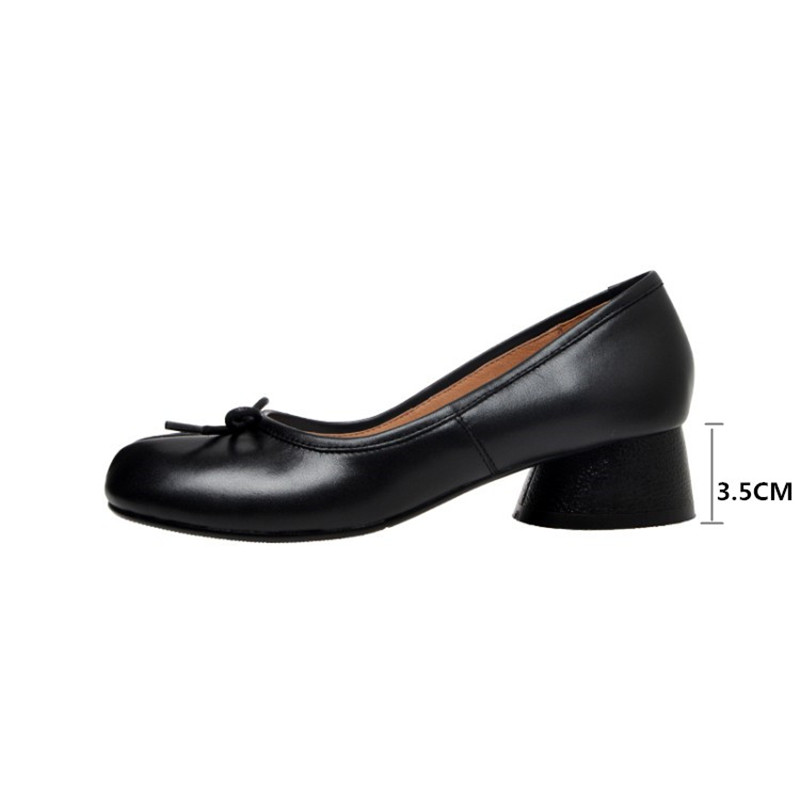 网红PXELENA Celebrity Genuine Leather Split Toe Round Low He - 图3