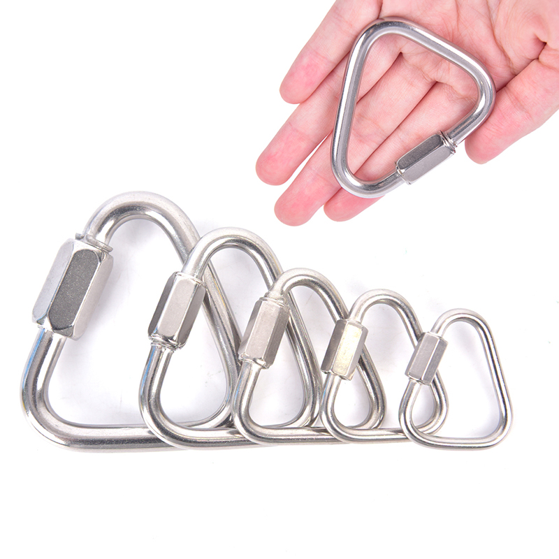 推荐1pcs Triangle Carabiner Stainless Steel Keychain Snap Cl-图0