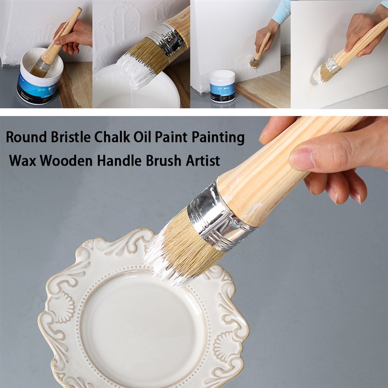 速发1PC Wood Handle with Natural Bristles Chalk Oil Paint Wa - 图1