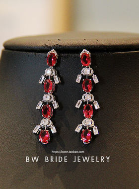 新娘结婚项链耳环套装闪耀锆石晚宴聚会配饰婚纱礼服橱窗展示首饰