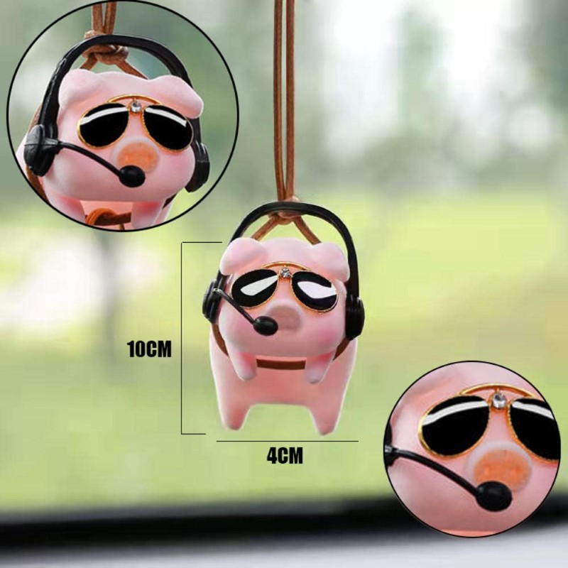 推荐Cute Pig Car Rearview Mirror Pendant Swing Pig Car Hangi - 图2