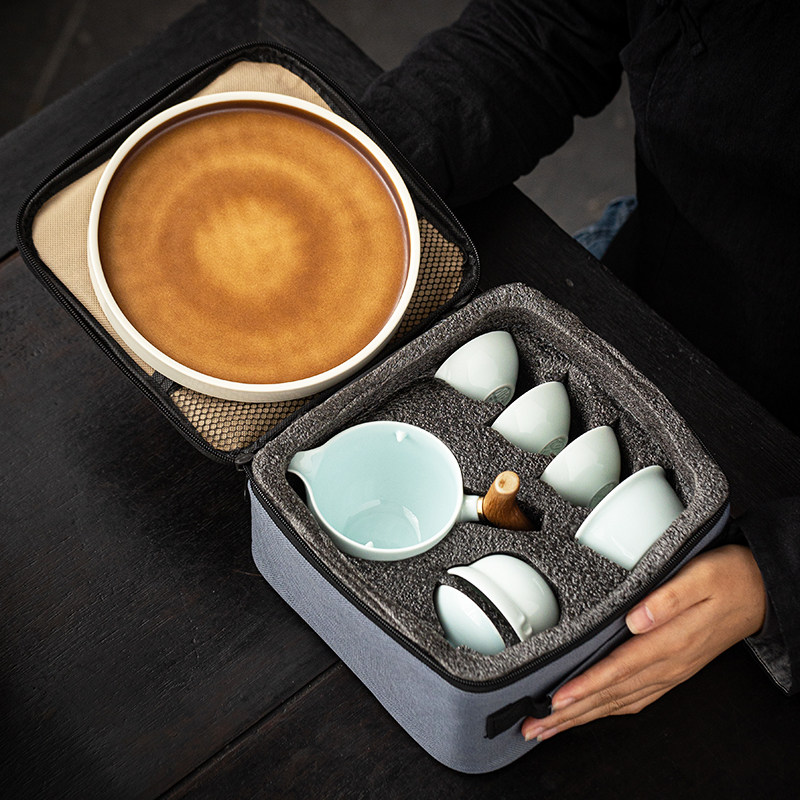 户外懒人功夫茶具小套装旋转泡茶神器陶瓷茶盘家用冲茶旅行逍遥壶,淘宝优惠券,粉丝福利购,淘宝优惠卷