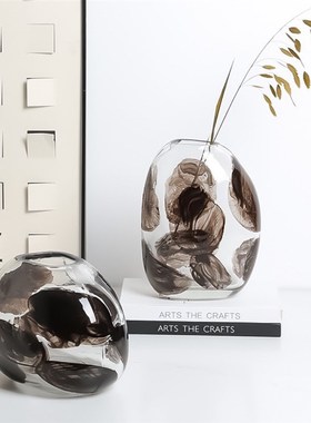 侘寂风北欧复古干花手拉胚轻奢花瓶摆件家居玄关电视柜餐桌样现货