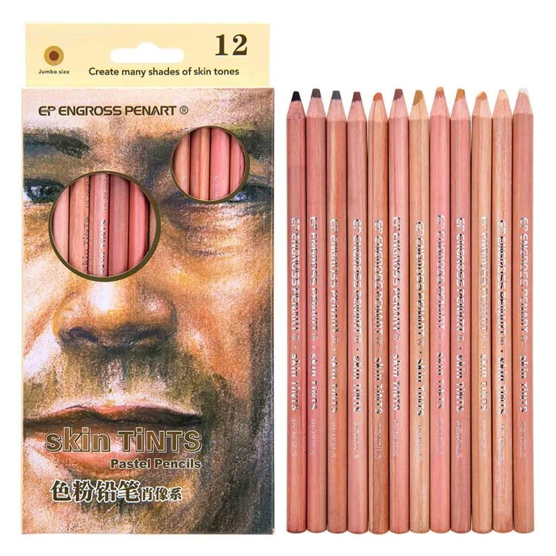 12Pcs Wood Pastel Pencil Set Basis Skin Pastel Color Pencil - 图0