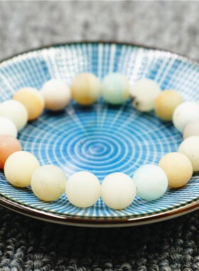 雾面磨砂天然寿山石小清新嫩绿文艺手链学生R饰品手串男女情侣