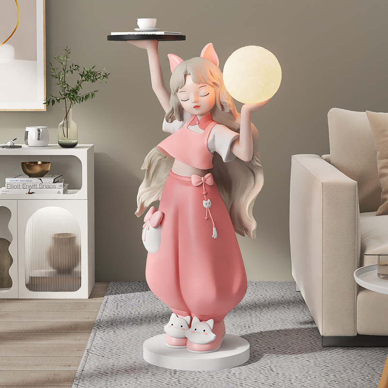 奶油风女孩大型落地摆件客厅电视柜沙发边几床头灯乔迁新居礼品,淘宝优惠券,粉丝福利购,淘宝优惠卷