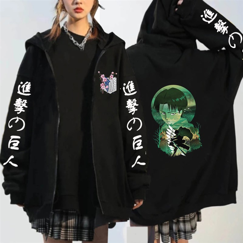 速发Zip Up Hoodies Attack on Titan Anime Men Women Jackets C-图2