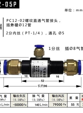 PC快插式气f动输送器压缩空气气力射流传送器真空产生器pom塑