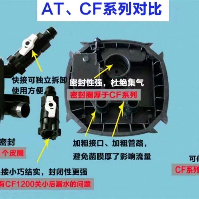 创星CF1200鱼缸滤材o净化增氧过滤器CF800静音AT3338AT3336过滤桶-图1