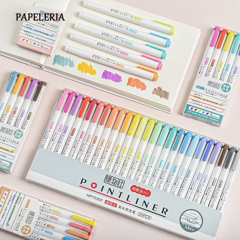 推荐15/25Pcs/Set Japanese Stationery Zebra Mildliner Fluores-图0