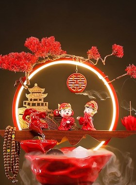 结婚礼品送新人朋友闺蜜婚房喜庆桌面装饰流水摆件高档新婚礼现货