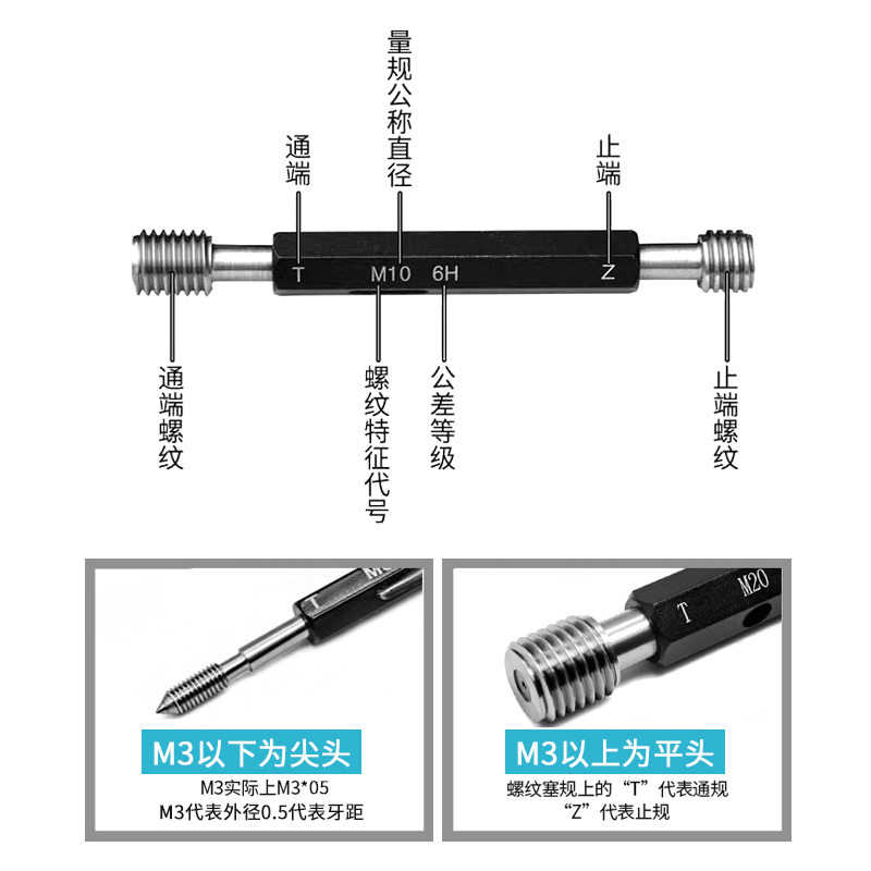 公制螺纹塞规/通止规/牙规/ 外螺纹规6H测量量具支持非标定做1-24 - 图1