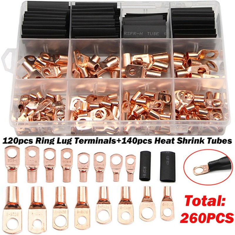 极速260PCS Copper Bare SC Terminals Lugs Wire Crimping Termi - 图0