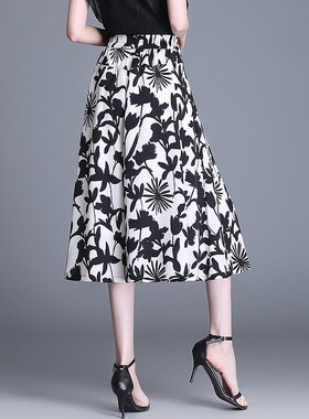 冰丝雪纺碎花阔腿裙裤女夏季薄款2024新款L显瘦宽松休闲七分裙裤