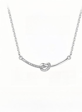 银贝925银中国结锁骨链女气质简约百G搭轻奢蝴蝶结项链跨境银饰品