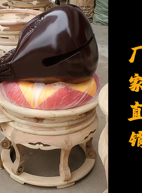 寺院法器用品大木鱼套木鱼架六A角架实木雕刻鱼雕樟木木鱼寺院磬