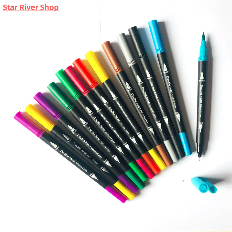 速发Dual Tip Brush Art Markers Pen 12/48/72/100/120 Colors W - 图0