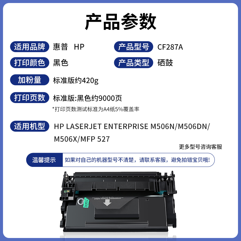 速发适用惠普HP87a硒鼓Pro M501dn M501n打印机墨盒mfp M506x M52 - 图1