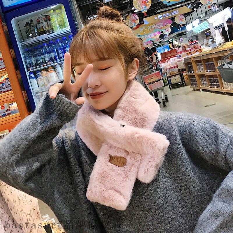 推荐Korean version of rabbit hair scarf in autumn and winter - 图0