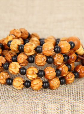 桃木手串莲花佛珠手链男女桃木文玩莲花珠子多圈随身护身饰品项链