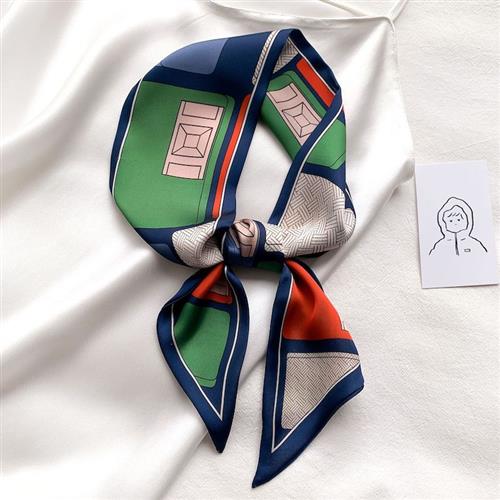 推荐Long Silk Skinny Scarf Hair Bands Design Print Luxury Wo - 图2