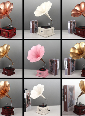 复古留声b机模型摆件创意工艺品家居酒吧房间布置酒柜摆设装饰品