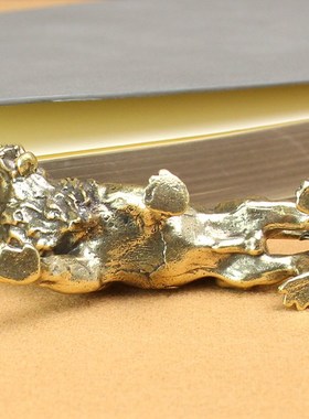 纯铜雄狮桌面摆件实心黄铜丛林之王创意个性铜狮子小铜件手拿把件