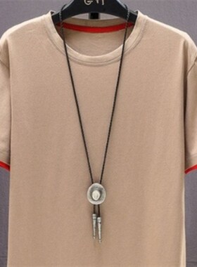 中国风男t恤胸前吊坠脖子长项链装饰潮男衣服挂坠挂件百搭韩版