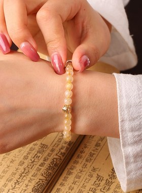 灵机生活馆暴金金发晶手链女天紫水晶手串单圈碧玺绿发晶手饰然