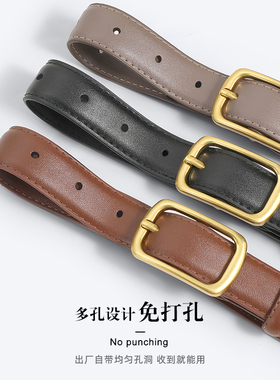 热销皮带女款腰带裤带装饰2022新款女士牛皮真皮百搭牛仔裤黑色高