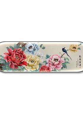 花开富贵新中式主卧室画床头挂画带灯房间背景墙牡丹花客厅装饰画