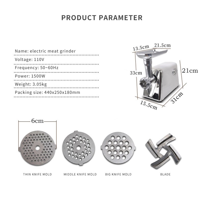 速发Electric Meat Grinder 110V 1500W Household Stainless Ste - 图1