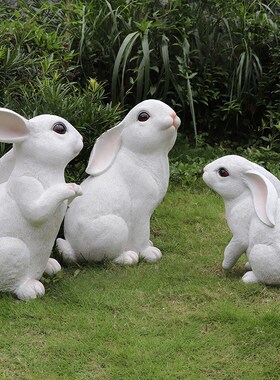 仿真动物兔子摆件庭院装饰幼儿园儿童公园树脂可爱小白兔雕塑模型