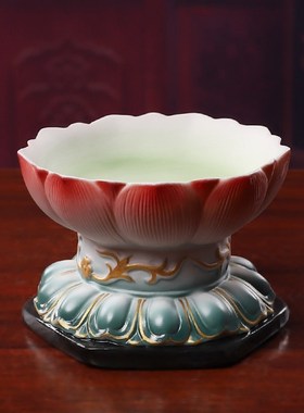 菩语阁德化陶瓷古莲座供盘家用供奉小供盘摆件佛前佛具用品斗烛台