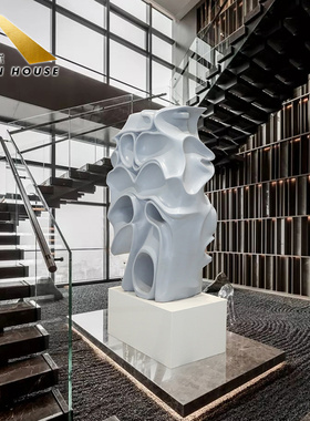 酒店大堂大型摆件装置艺术品售楼处前台玻璃钢落地雕塑.抽象工艺