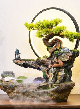 风水轮招财假山喷泉循环流水生财景观客厅办公室桌面摆件开业礼品