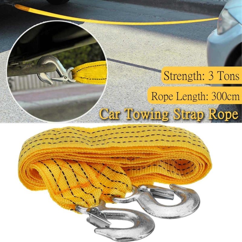 极速3 Meters Heavy Duty 3Tons Car Tow Cable Towing Pull Rope - 图0