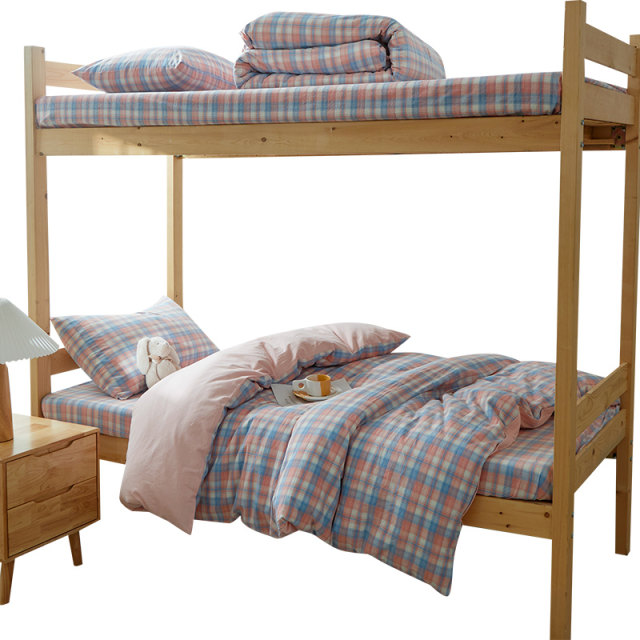 Class A full cotton student dormitory three-piece set 100 pure cotton water D-washed quilt cover bed sheets for top and bottom bunk beds for single beds