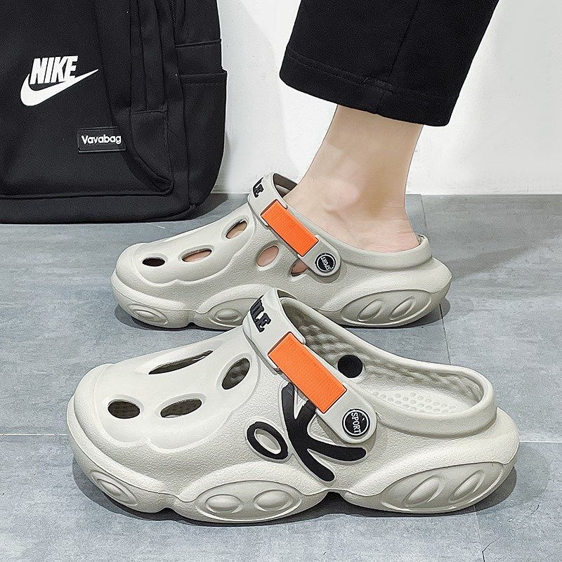 大码洞洞鞋男45夏季外穿踩屎感拖鞋46男生厚底运动涂鸦小白凉拖47,淘宝优惠券,粉丝福利购,淘宝优惠卷