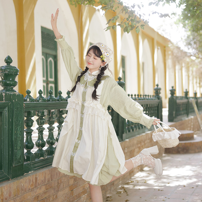 十三余小豆蔻儿[青葵]国风田园风绣花云肩罩衫洋装套装娃娃裙女,淘宝优惠券,粉丝福利购,淘宝优惠卷