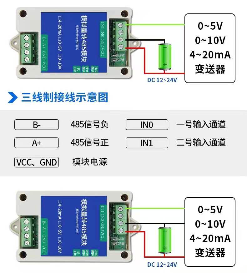 直线位移传感器信号变送器电子尺转换模块电压电流插头式盒子式 - 图2