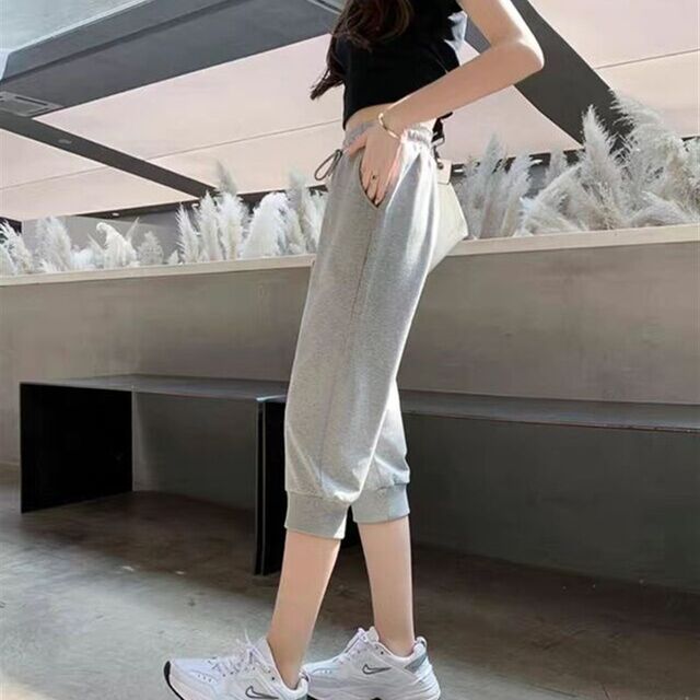 Cotton cropped pants women's sports pants thin Q loose casual outer shorts small feet harem pants medium pants leggings sweatpants
