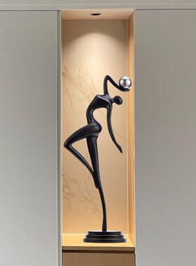 艺术人物玄关摆件现代极简客厅酒柜电视柜装饰品竖高长型高级雕塑